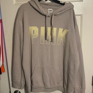 PINK Victoria's Secret Gray Hoodie with Yellow Logo